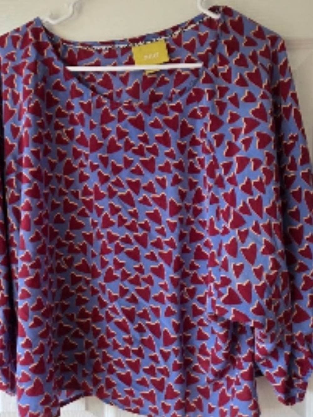 Anthropologie Blue Heart Print Blouse - Picture 3 of 8